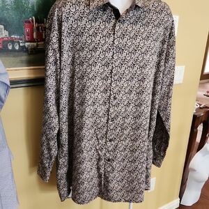 POLIFRONI 3XL Milano Black and Cream Casual Paisley Shirt